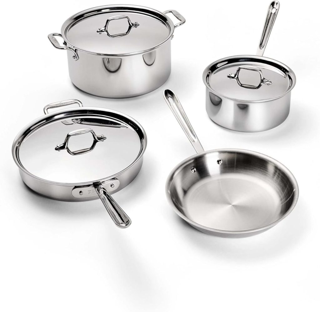 All-Clad D3 Stainless Steel Cookware Set, 7-Piece, Made in the USA